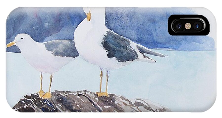Birds iPhone X Case featuring the painting Washington - Two Gulls by Christine Lathrop