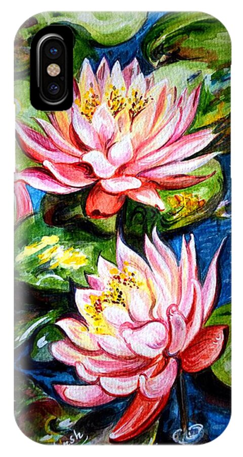 Water Lilies iPhone X Case featuring the painting Water Lilies by Harsh Malik