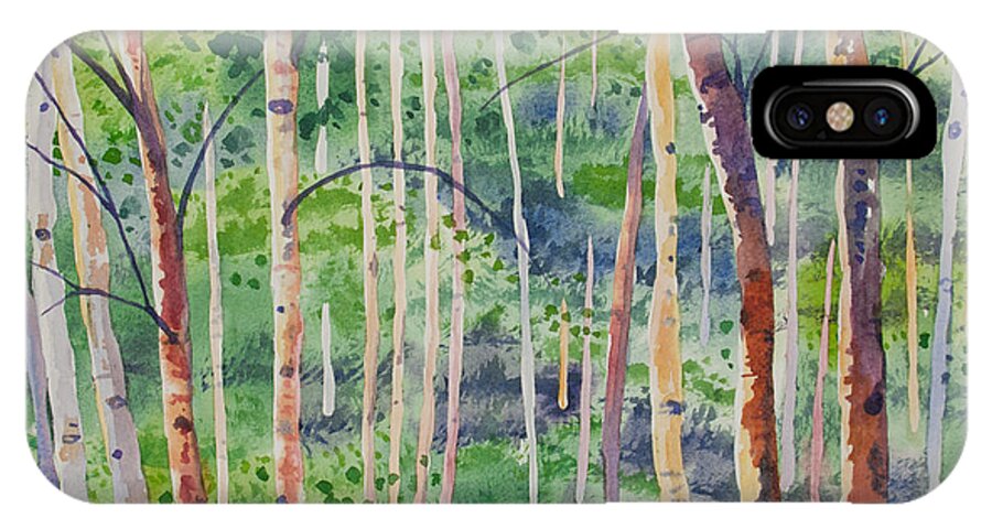 Aspen iPhone X Case featuring the painting Watercolor - Magical Aspen Forest After a Spring Rain by Cascade Colors