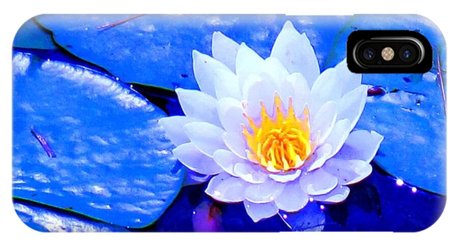 Waterlilly iPhone X Case featuring the photograph Blue Water Lily by Ian MacDonald