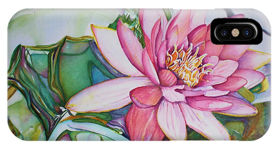 Watercolor iPhone X Case featuring the painting Waterlily by Christiane Kingsley