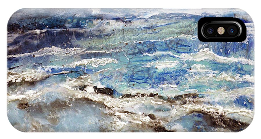 Encaustic iPhone X Case featuring the painting Water's Edge III by Laurie Tietjen