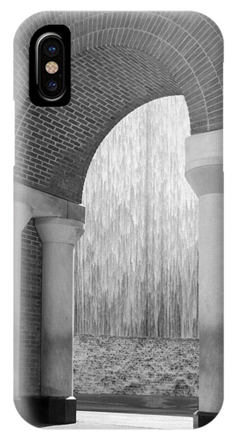 Houstonian iPhone X Case featuring the photograph Waterwall and Arch 3 in Black and White by Angela Rath