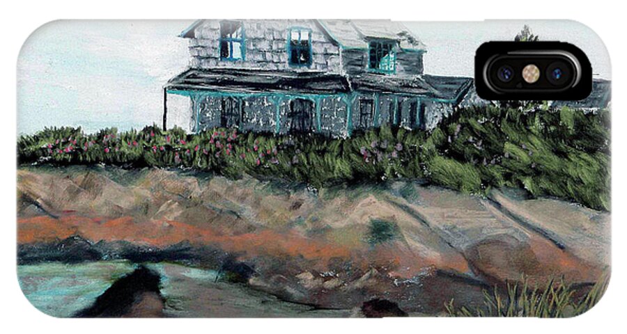 #whalesofaugust #cliffisland iPhone X Case featuring the painting Whales of August House by Francois Lamothe