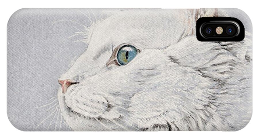 Cat iPhone X Case featuring the painting White Cat by Teresa Smith