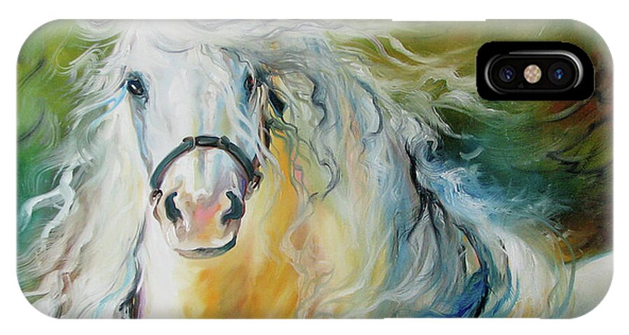 Horse iPhone X Case featuring the painting WHITE CLOUD the ANDALUSIAN STALLION by Marcia Baldwin