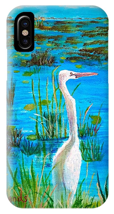 White Egret iPhone X Case featuring the painting White Egret in Florida by Anne Sands