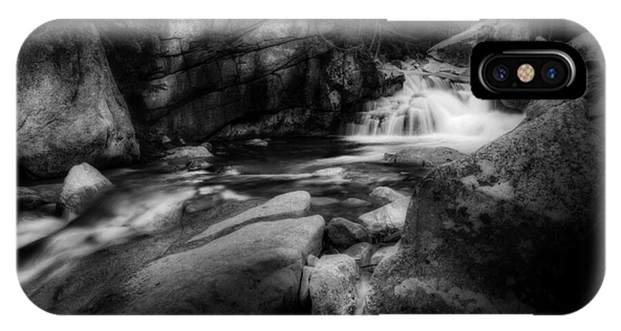 Black And White Waterfalls iPhone X Case featuring the photograph White Mountain Stream by Bill Wakeley