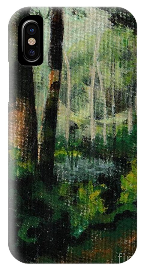 Tree iPhone X Case featuring the painting White Mountain Woods by Claire Gagnon