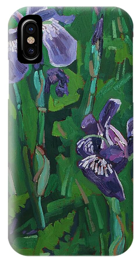 1782 iPhone X Case featuring the painting Wild Iris by Phil Chadwick