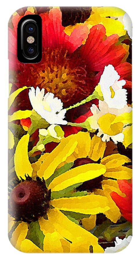 Wildflowers iPhone X Case featuring the mixed media Wildflower Riot by Shelli Fitzpatrick