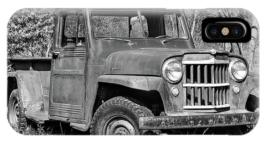 Vehicle iPhone X Case featuring the photograph Willys Jeep Pickup Truck monochrome by Steve Harrington