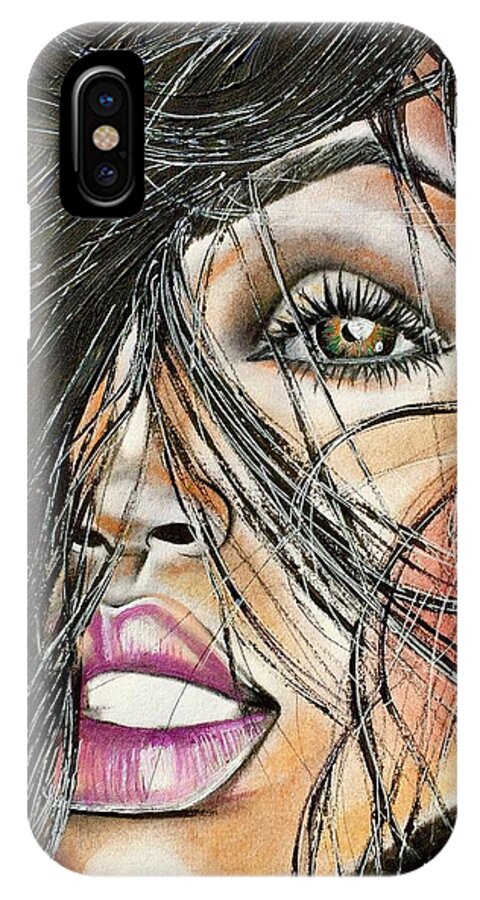 Artist Ria iPhone X Case featuring the drawing Windy Daze by Artist RiA