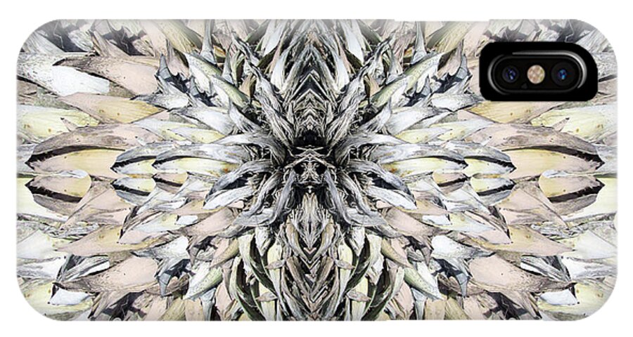 Bronze Flower iPhone X Case featuring the digital art Winged Praying Figure Kaleidoscope by Julia L Wright