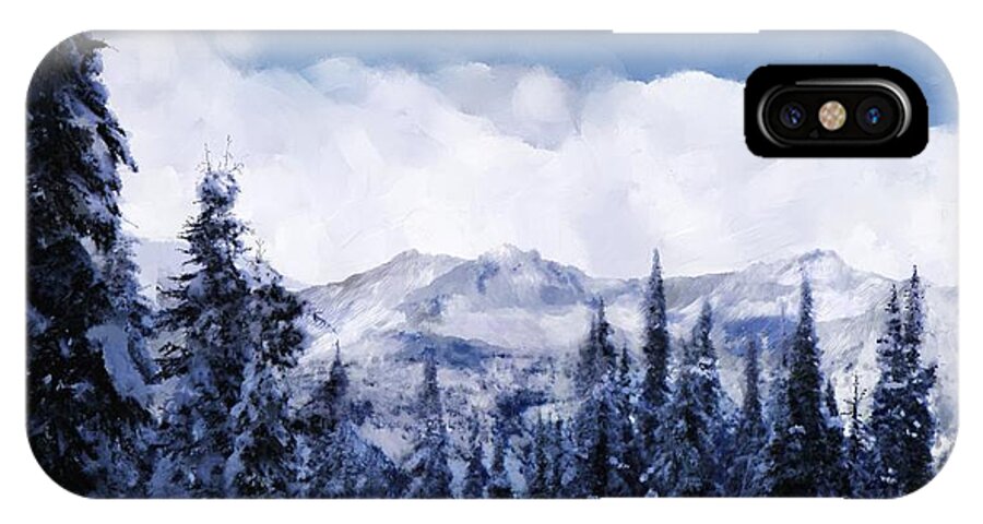 Beautiful iPhone X Case featuring the digital art Winter at Revelstoke by Debra Baldwin