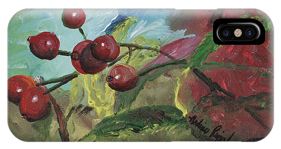 Berries iPhone X Case featuring the painting Winter Berries by Nadine Rippelmeyer