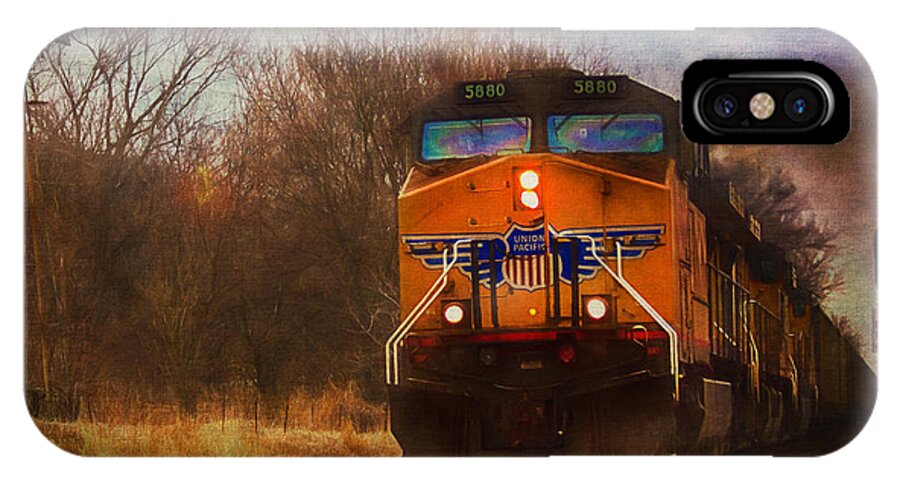 Union Pacific iPhone X Case featuring the photograph Winter Evening Union Pacific Train by Anna Louise
