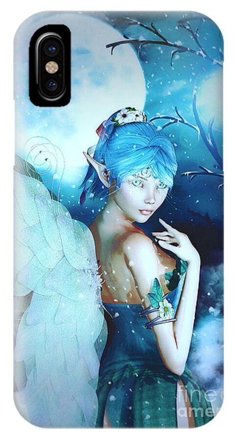 Fairy iPhone X Case featuring the digital art Winter Fairy in the Mist by Alicia Hollinger