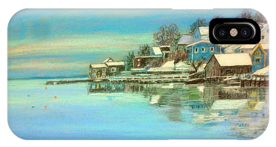 Seascape iPhone X Case featuring the pastel winter in Chester ,Nova Scotia by Rae Smith PAC