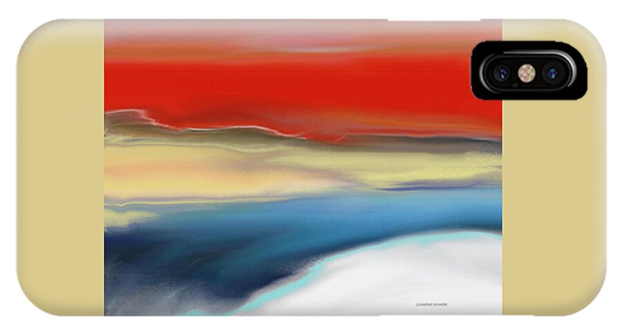 Abstract iPhone X Case featuring the painting Winter Landscape with Sunset by Lenore Senior