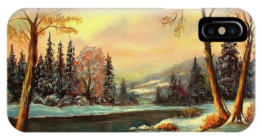 Mountains iPhone X Case featuring the painting Winter Splendor by Hazel Holland