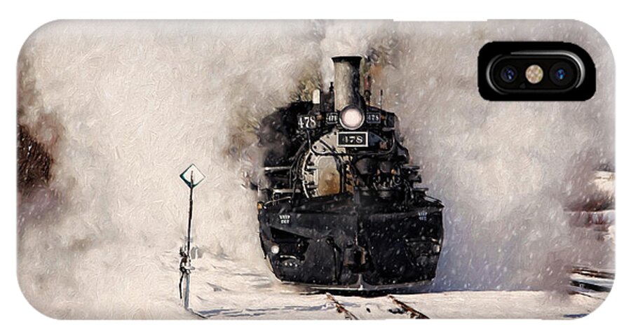 Steam Train iPhone X Case featuring the photograph Winter Steam at Rockwood Colorado by Ken Smith