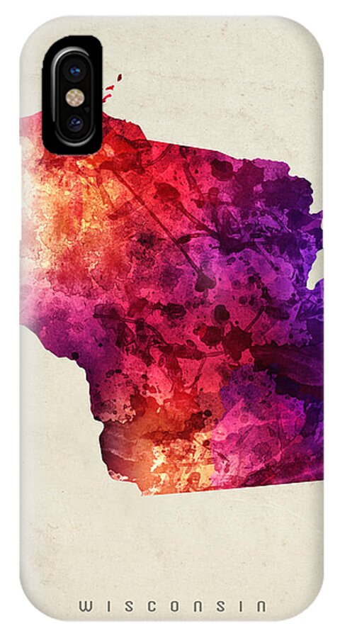 Wisconsin iPhone X Case featuring the painting Wisconsin State Map 05 by Aged Pixel