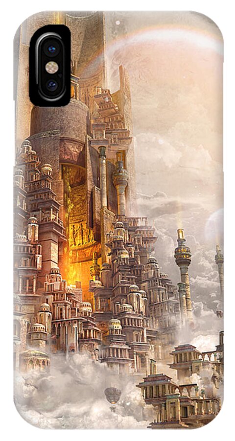 Landscape iPhone X Case featuring the digital art Wonders Tower Of Babylon by Te Hu
