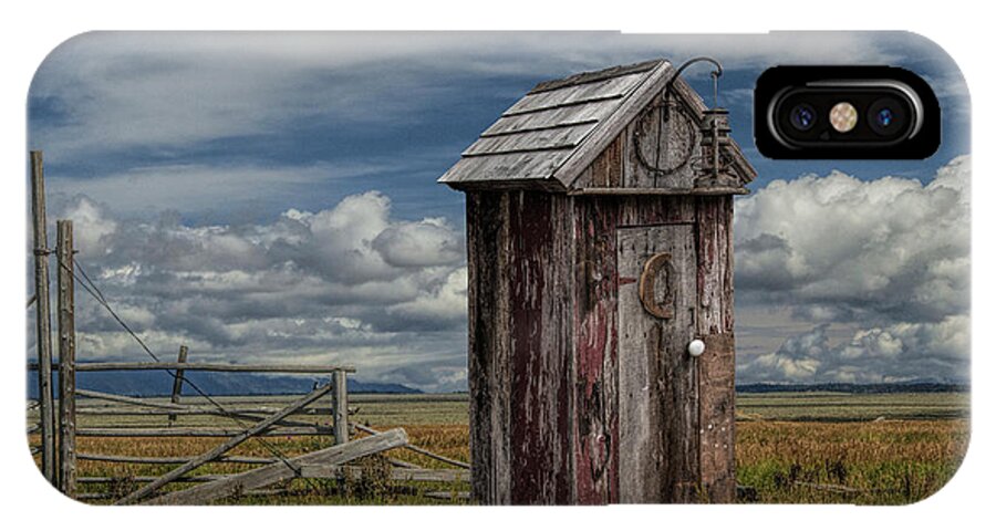 Wood iPhone X Case featuring the photograph Wood Outhouse out West by Randall Nyhof