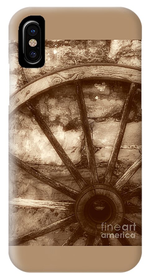 Wooden Wagon Wheel iPhone X Case featuring the photograph Wooden Wagon Wheel by Imagery by Charly