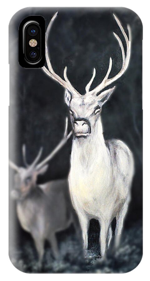 Deer Painting iPhone X Case featuring the painting Woodland Spirits by Nancy Bradley