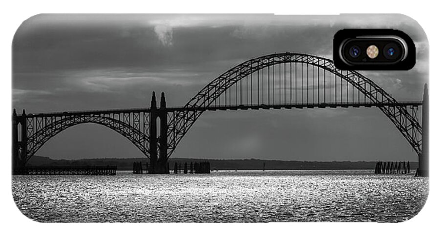 Yaquina Bay Bridge iPhone X Case featuring the photograph Yaquina Bay Bridge Black And White by James Eddy