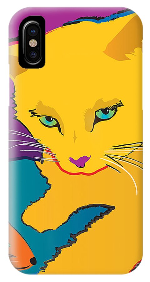 Cat iPhone X Case featuring the painting Yellow Cat by Robyn Saunders