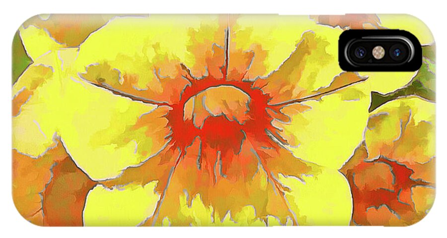 Flower iPhone X Case featuring the digital art Yellow Million Bells by Leslie Montgomery