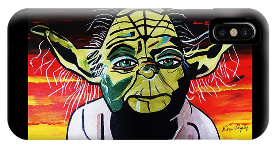 Yoda iPhone X Case featuring the painting Yoda Come Home by Nora Shepley