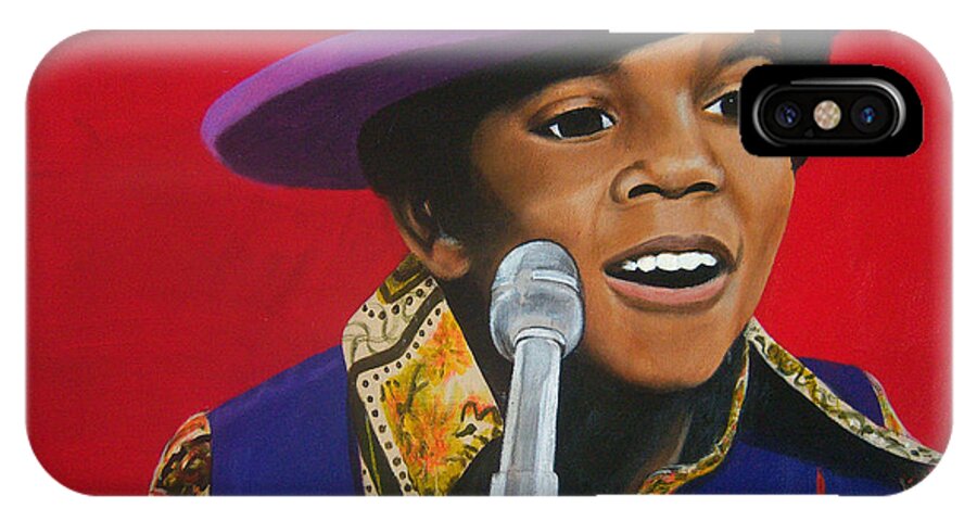 Prodigy iPhone X Case featuring the painting Young Michael Jackson Singing by Michelle Brantley