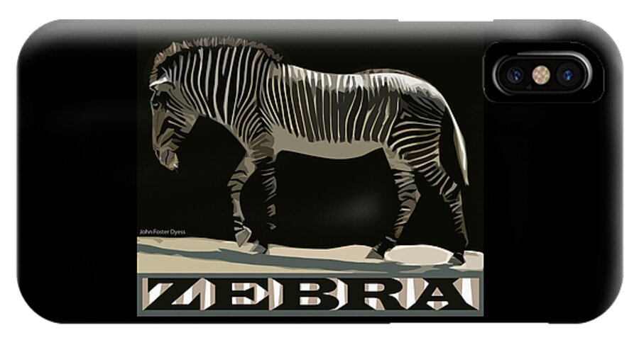 Animals iPhone X Case featuring the digital art Zebra design by John Foster Dyess by John Dyess