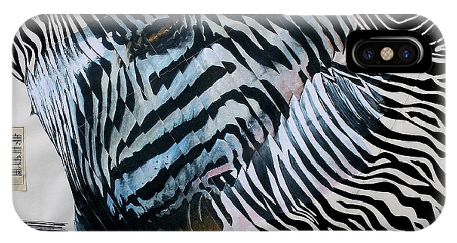 Zebra iPhone X Case featuring the painting Zebratastic by Barbara Teller