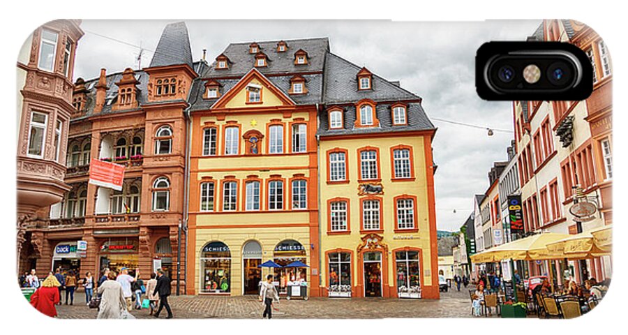 Architecture iPhone X Case featuring the photograph Trier, Germany, people by Market day #1 by Ariadna De Raadt
