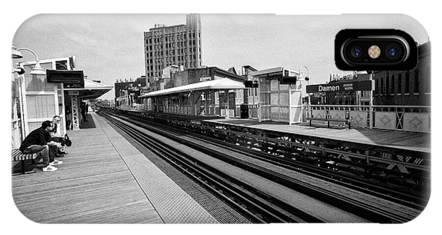 Chicago iPhone X Case featuring the photograph view of the blue line L train station at Damen Chicago IL USA #1 by Joe Fox
