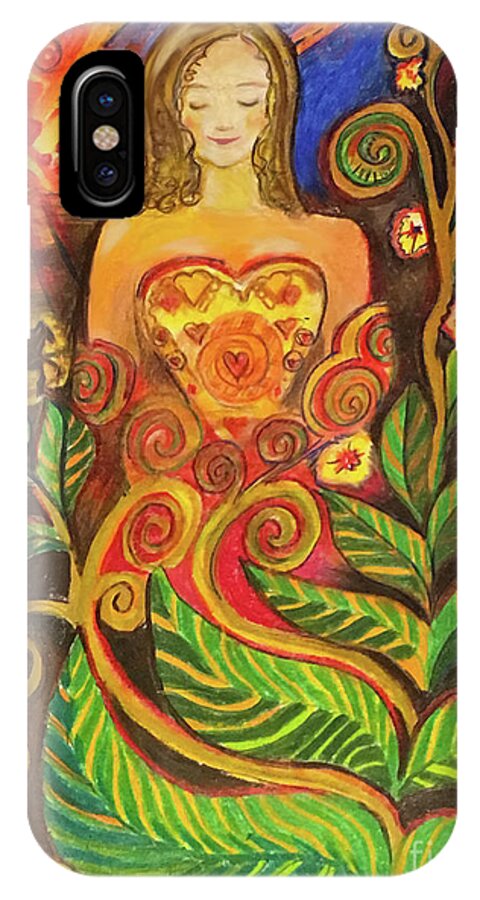 Sunrise iPhone X Case featuring the drawing Zen Morning #1 by Shelley Myers