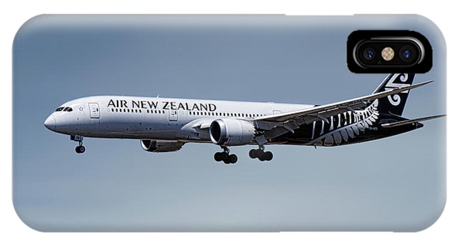 Air New Zealand iPhone X Case featuring the mixed media Air New Zealand Boeing 787-9 Dreamliner #2 by Smart Aviation