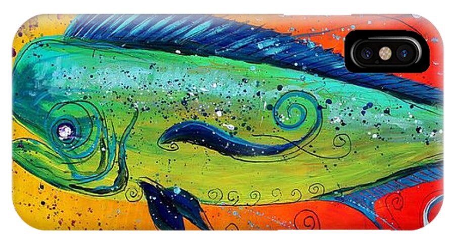 Fish iPhone X Case featuring the painting Abstract Mahi Mahi by J Vincent Scarpace