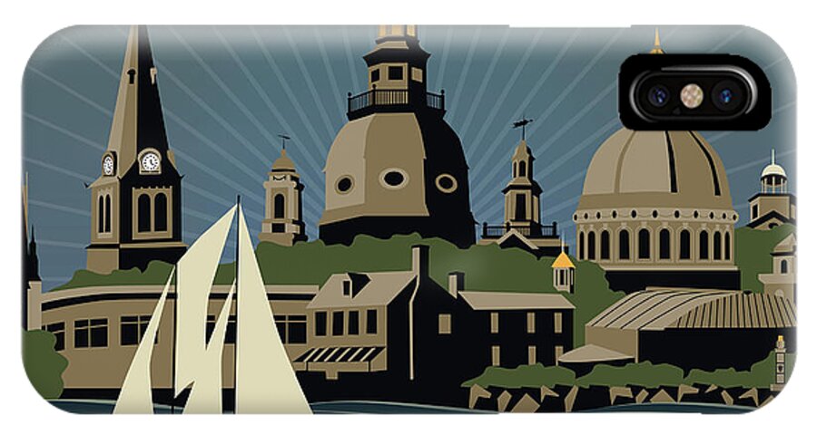 Annapolis iPhone X Case featuring the digital art Annapolis Steeples and Cupolas Serenity with border by Joe Barsin