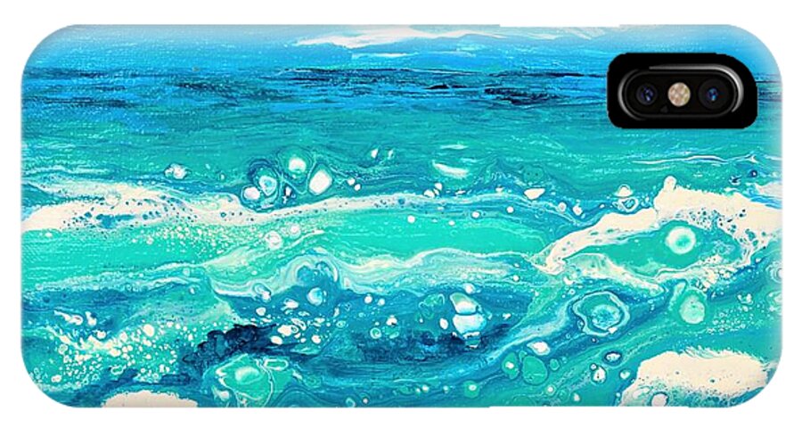 Seascape iPhone X Case featuring the painting Aqua Seafoam by Marilyn Young