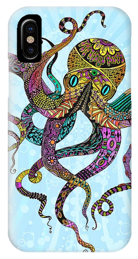 Octopus iPhone X Case featuring the digital art Electric Octopus by Tammy Wetzel