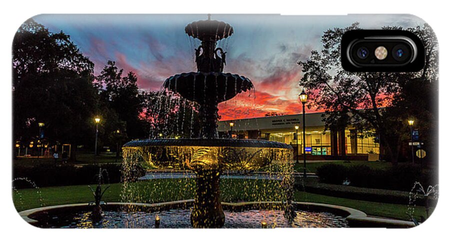 Augusta University Fountain Sunset Ga iPhone X Case featuring the photograph Augusta University Fountain Sunset GA by Sanjeev Singhal
