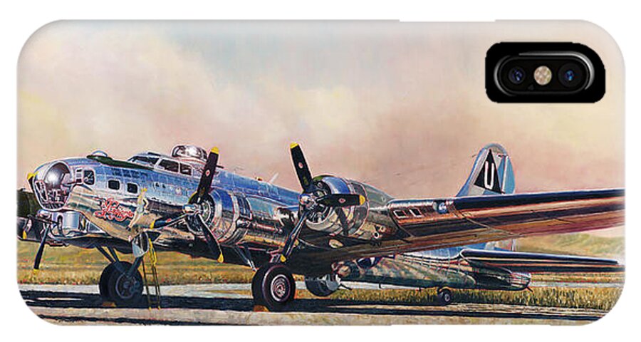 Aviation iPhone X Case featuring the painting B-17G Sentimental Journey by Douglas Castleman