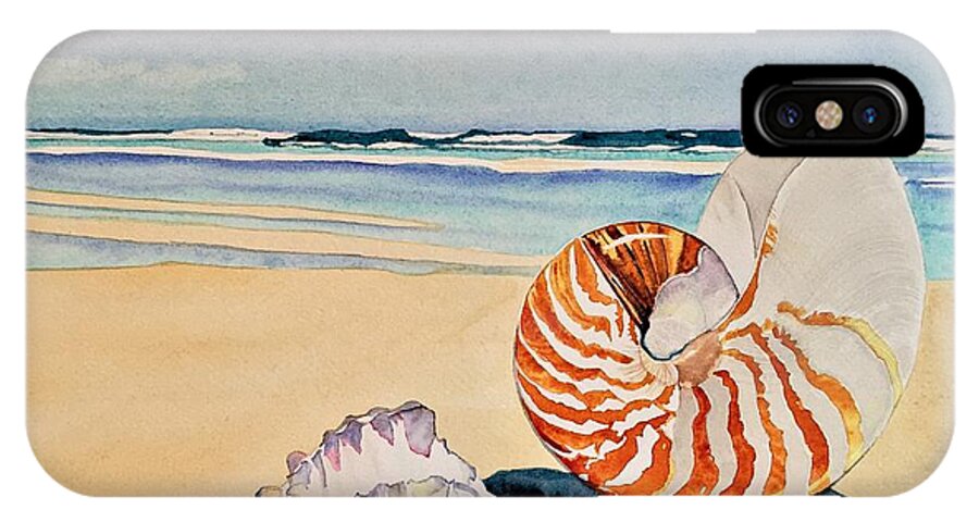 Shells iPhone X Case featuring the painting Beachcomber by Sonja Jones