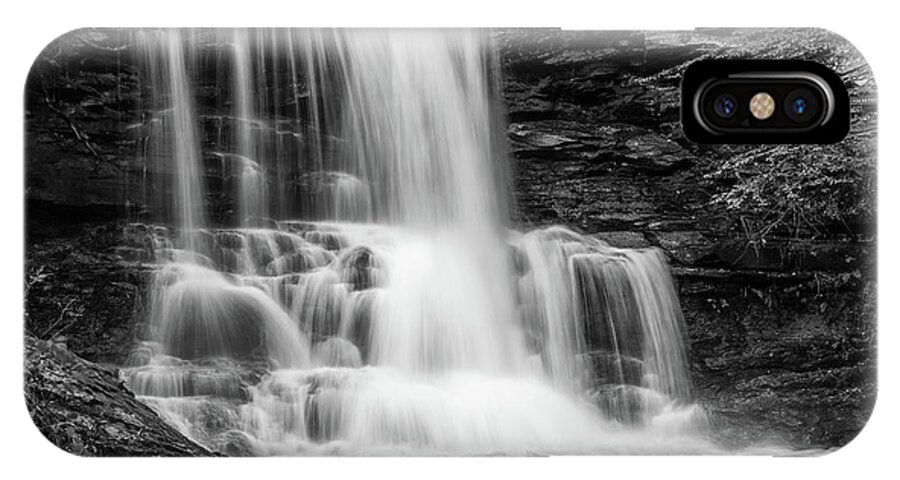Nature iPhone X Case featuring the photograph Black and White Photo of Sheldon Reynolds Waterfalls by Louis Dallara